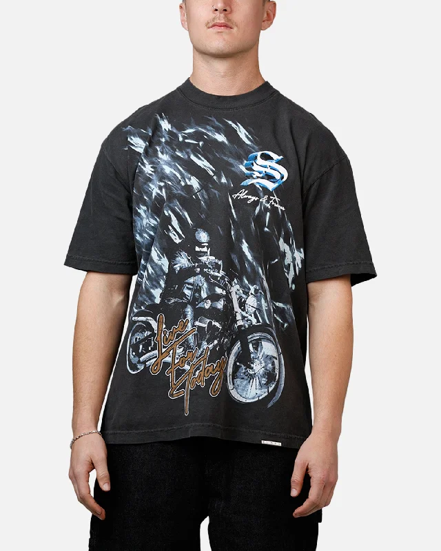 Sworn To Us Ride Strong 'Outlaw Spirit' T-Shirt Washed Black