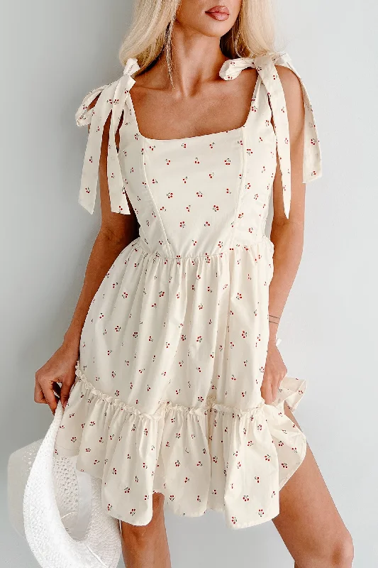 I'm All Yours Cherry Print Mini Dress (Cream)