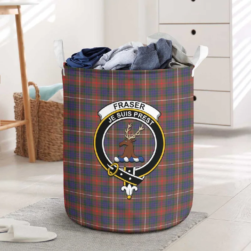 Fraser Hunting Modern Tartan Laundry Basket with Family Crest