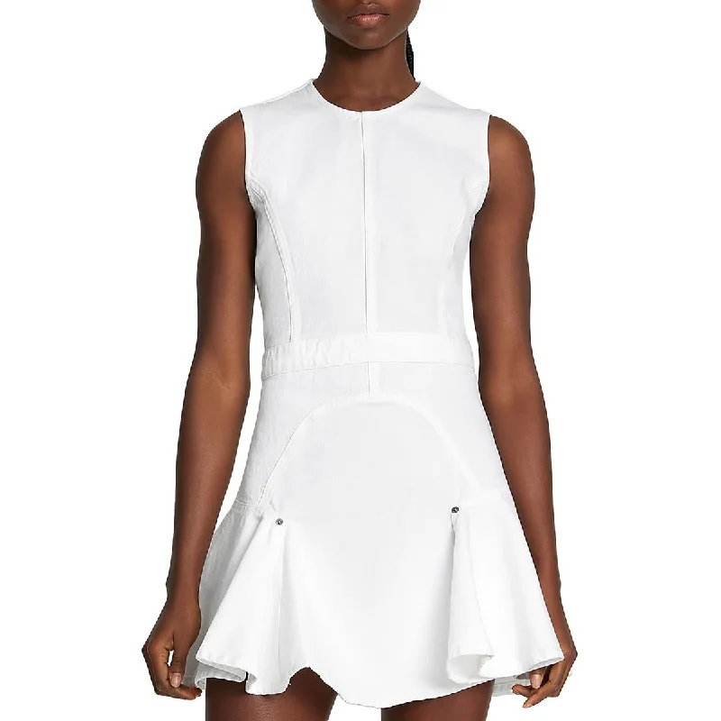 7 For All Mankind Womens Flounce  Denium Sleeveless Fit & Flare Dress Earthy tone unclassified dresses