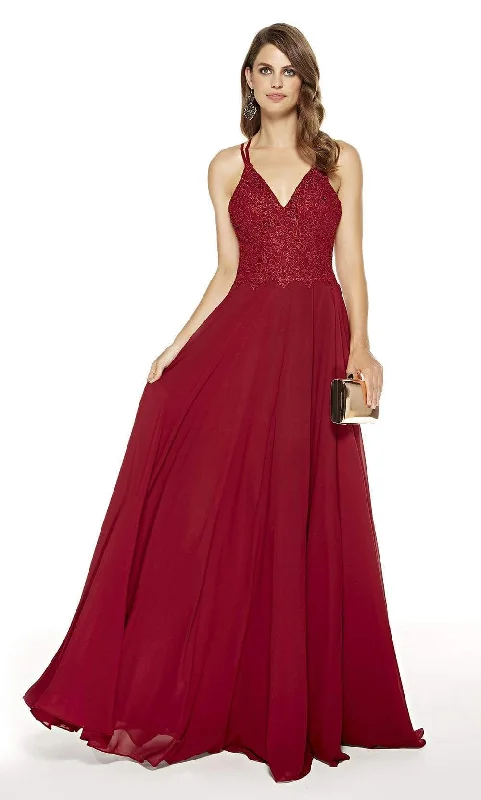 Alyce Paris - 60639SC V-Neck Strappy Back Flowy A-Line Gown Discounted unclassified dresses