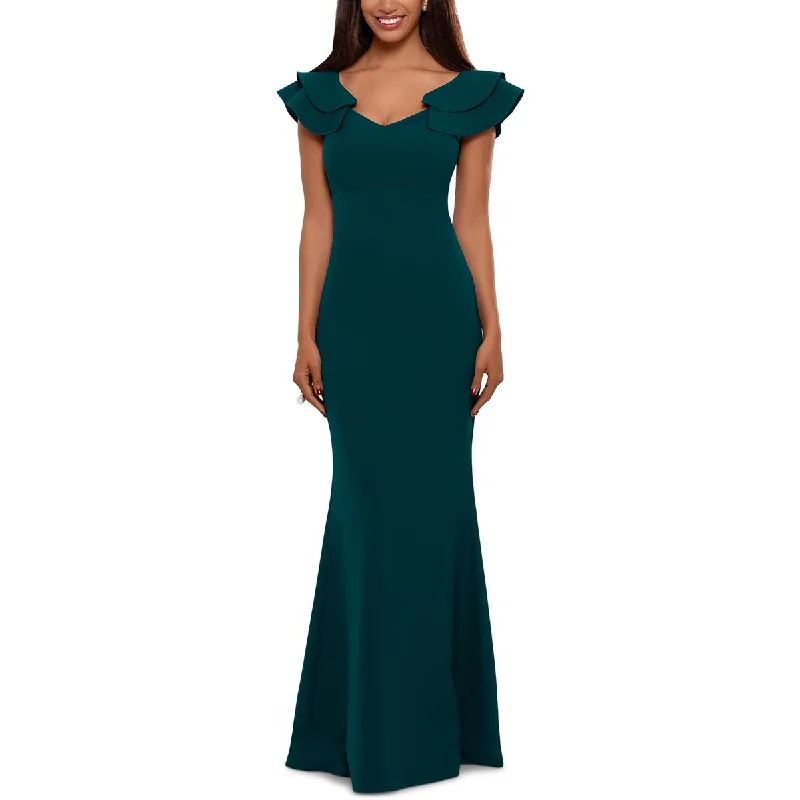 Betsy & Adam Womens Crepe Ruffled Evening Dress Festival unclassified dresses