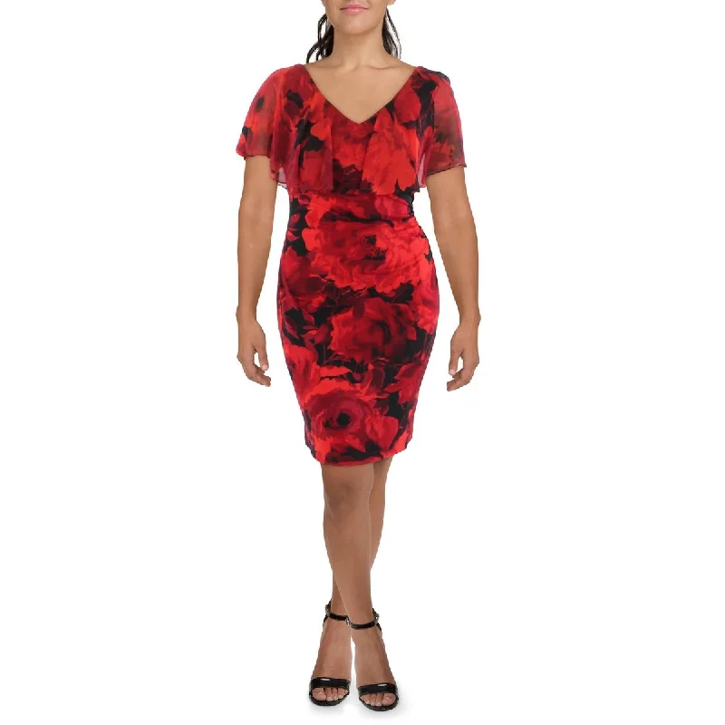 Connected Apparel Womens Cape Ruched Sheath Dress Denim unclassified dresses