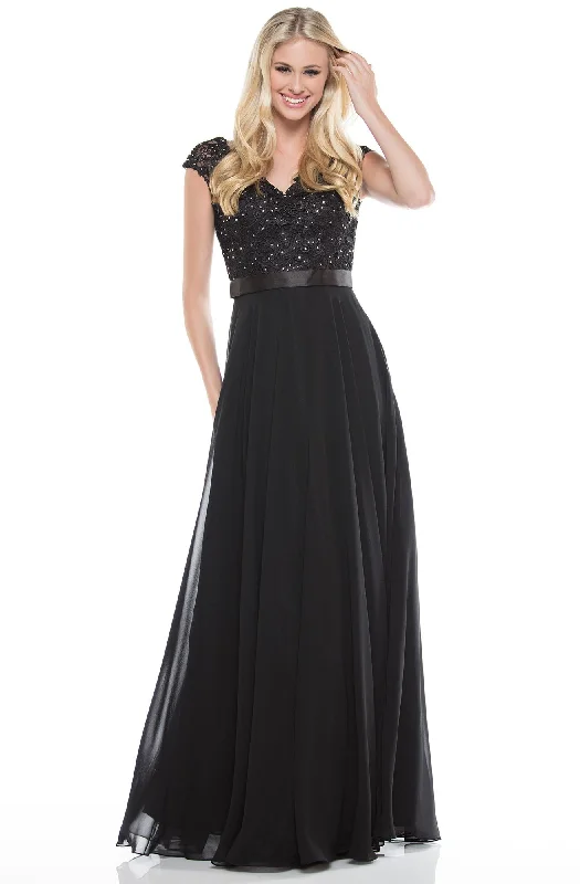 Glow by Colors - G318 Embellished V-Neck and Back Chiffon Dress Boho unclassified dresses