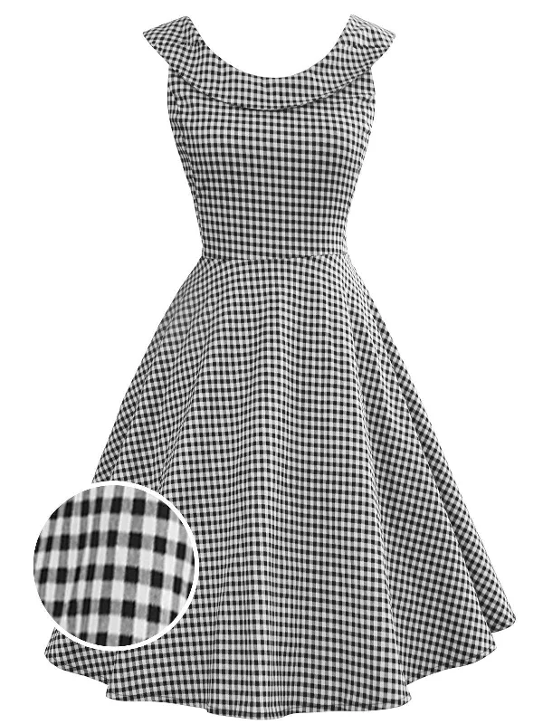 Gray 1950s Plaid Swing Dress Printed unclassified dresses