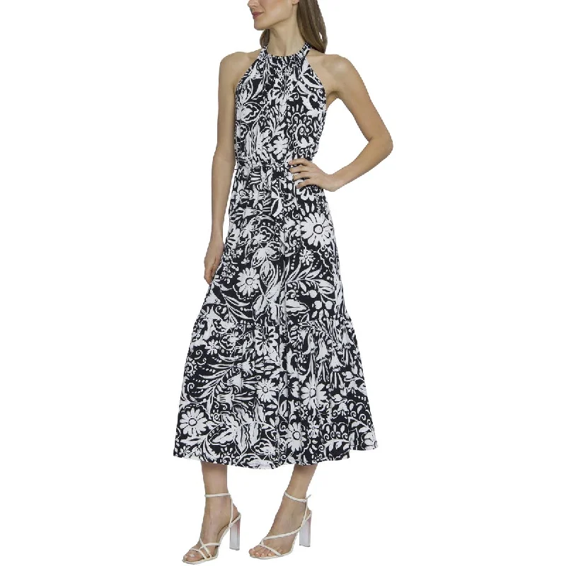 Maggy London Womens Key Hole Back Tea-Length Halter Dress Anniversary unclassified dresses