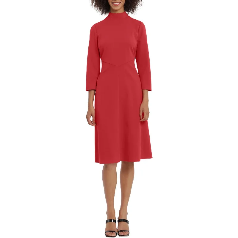 Maggy London Womens Pintuck Mid Calf Fit & Flare Dress Festival unclassified dresses