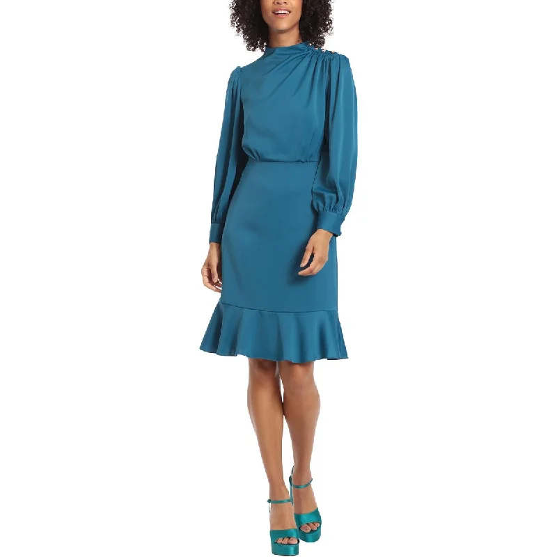 Maggy London Womens Ruffled Above Knee Shift Dress Fall unclassified dresses