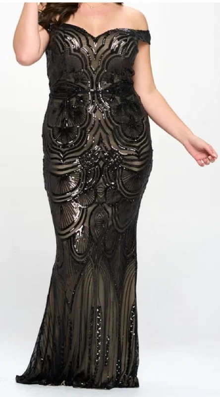 Nude in Black Evening Gown Sexy unclassified dresses