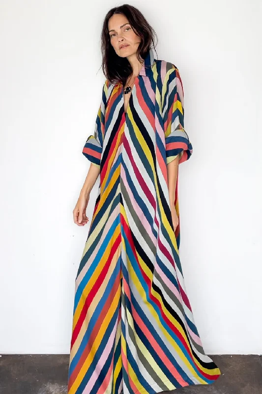 Technicolor V-Neck Caftan Formal unclassified dresses