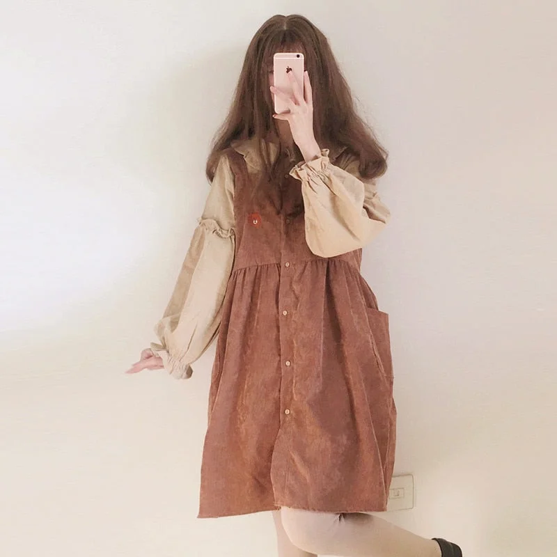 Women's Dresses Chic Lady Kawaii Ulzzang College Style Sweet Loose Strap Dress Female Ins Vintage Harajuku Dress For Women Cute Lace unclassified dresses
