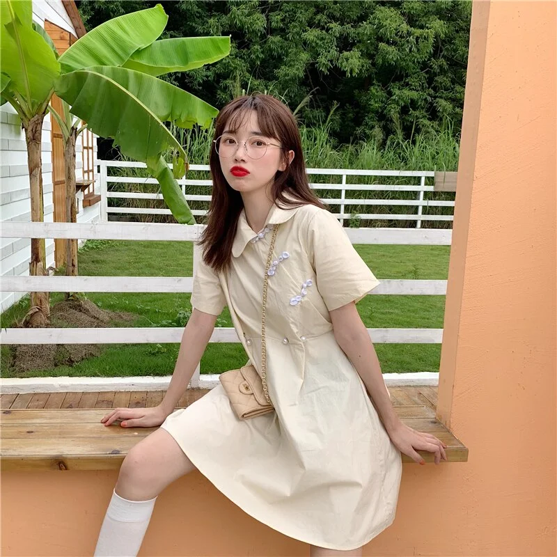 Women's Kawaii Lovely Dresses Ins Chic Vintage Chinese Style Pearl Buckle Dress Female Sweet Harajuku Punk Clothes For Women Casual unclassified dresses Women's Kawaii Lovely Dresses Ins Chic Vintage Chinese Style Pearl Buckle Dress Female Sweet Harajuku Punk Clothes For Women Casual unclassified dresses