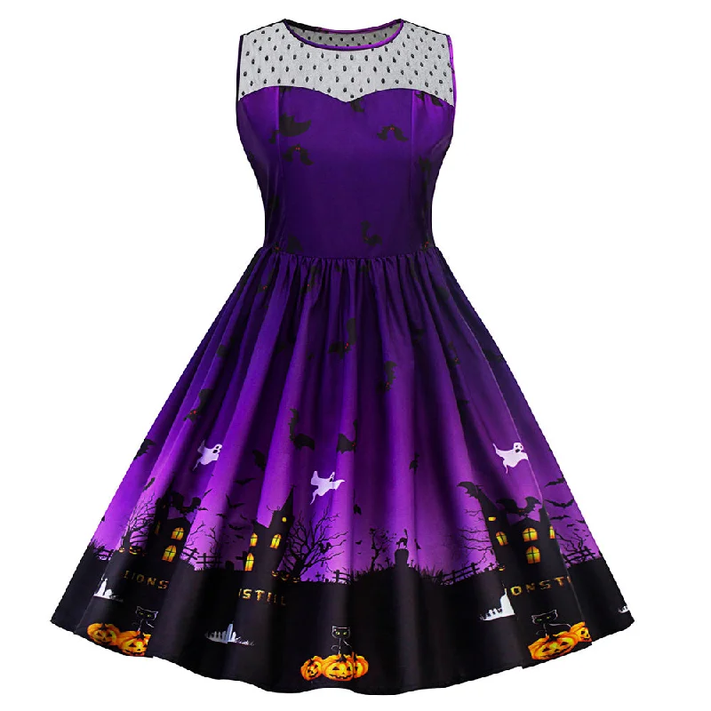 Halloween Lace Panel Dress - Purple #Purple #Halloween Dress Lace Party Gown