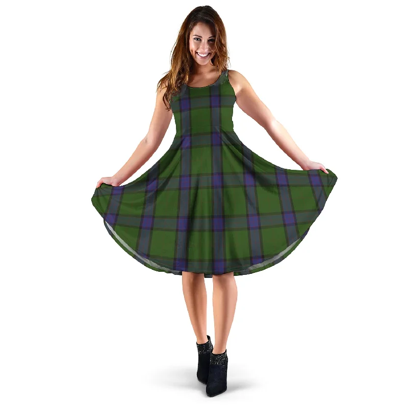 MacWilliam Hunting Tartan Sleeveless Midi Womens Dress Lace-up Midi Skirt