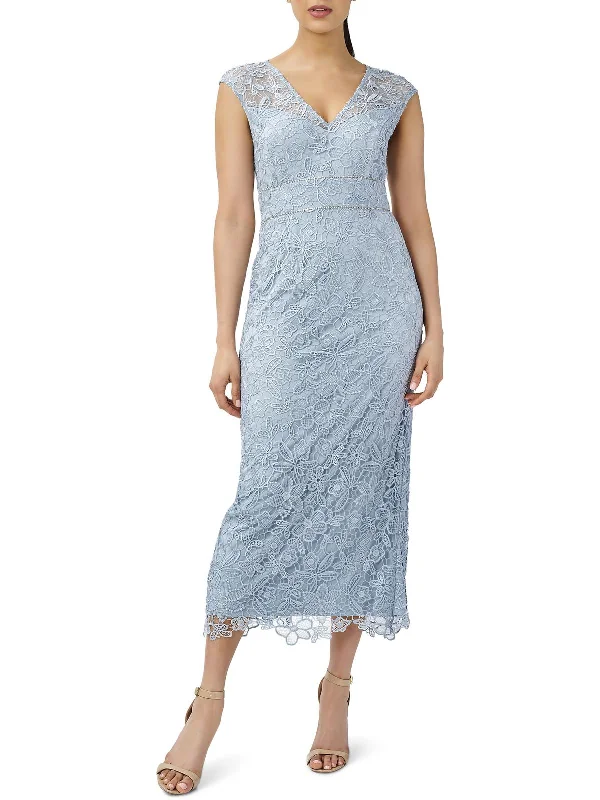 Womens Embellished Midi Cocktail and Party Dress Pleated A-line Skirt