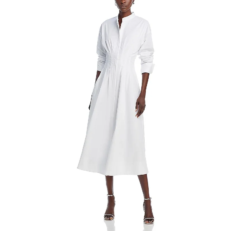 Womens Long Sleeve Work Wear Shirtdress Sexy Shirt Gown
